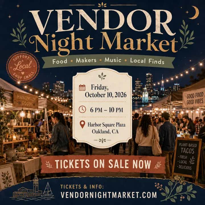 Vendor Night Market community market event poster